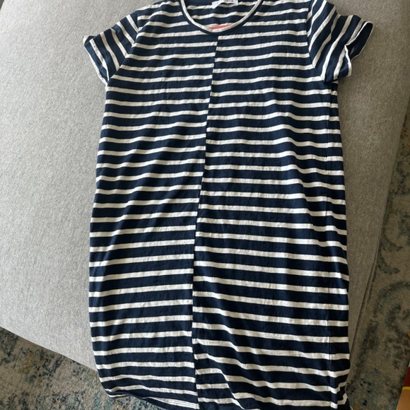 Everlane Blue White Striped Short Sleeve T-Shirt Mini Dress Women's Size Medium - Picture 3 of 3